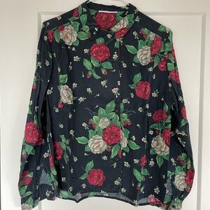 Floral Print Women's Top - Black